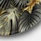 Designart - Black and Gold Tropical Leaves II - Modern Metal Circle Wall Art